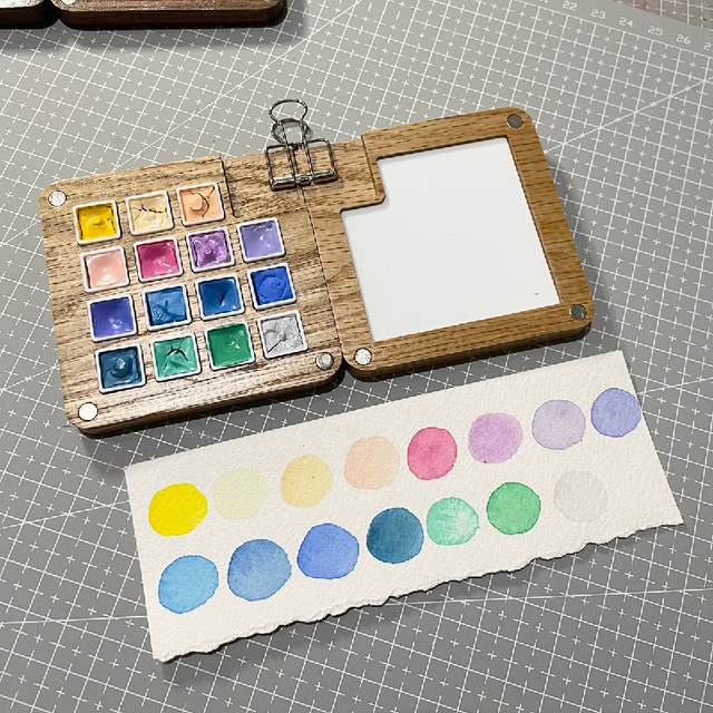 Walnut Wooden Watercolor Palette Empty Travel Portable Mini